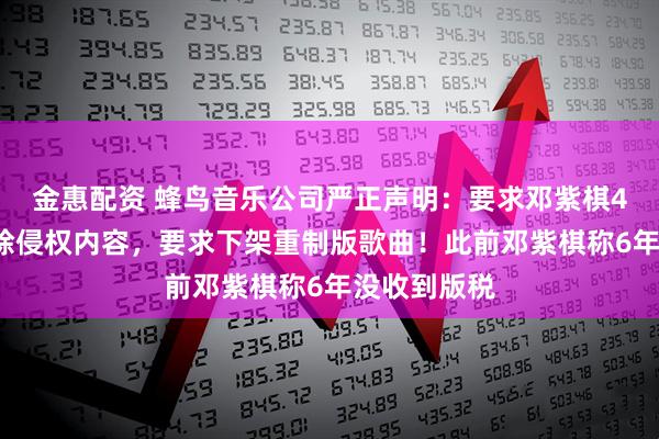 金惠配资 蜂鸟音乐公司严正声明:要求邓紫棋48小时内删除侵权内容,要求下架重制版歌曲!此前邓紫棋称6年没收到版税